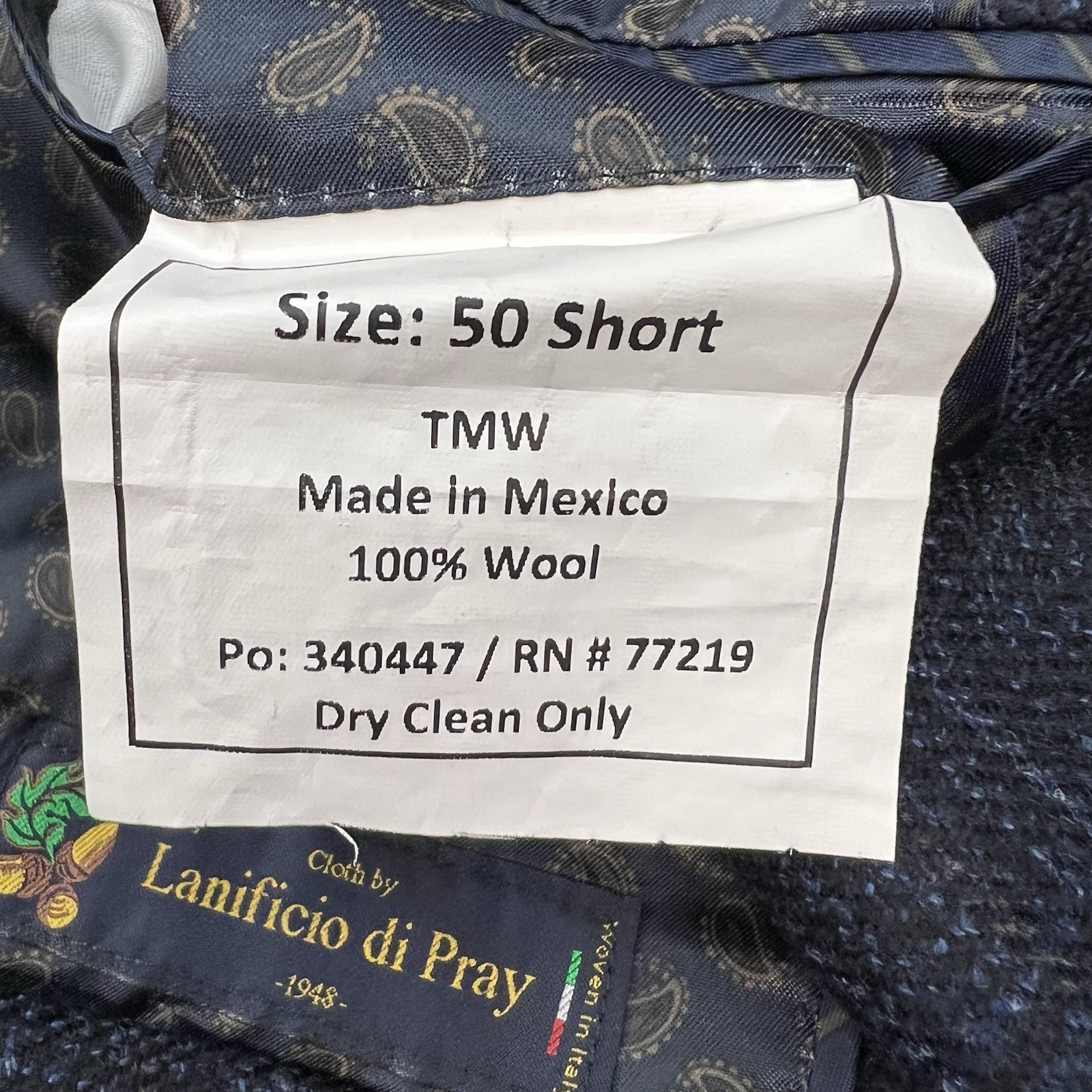 Joseph Abboud Blazer Sport Coat Mens 50S Short Wool Navy/Black/Brown Flannel