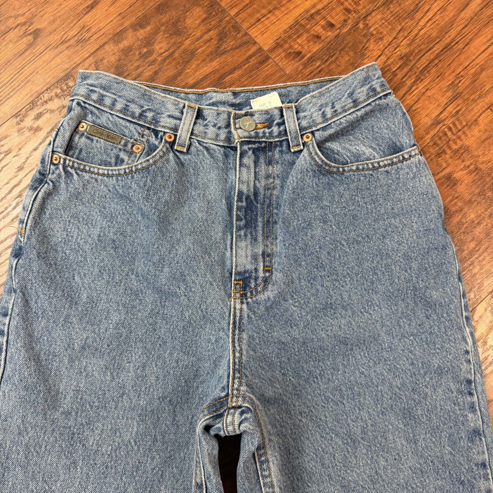 VINTAGE Calvin Klein Jeans Womens 8 Tapered High Rise Stonewash Denim USA 24×32