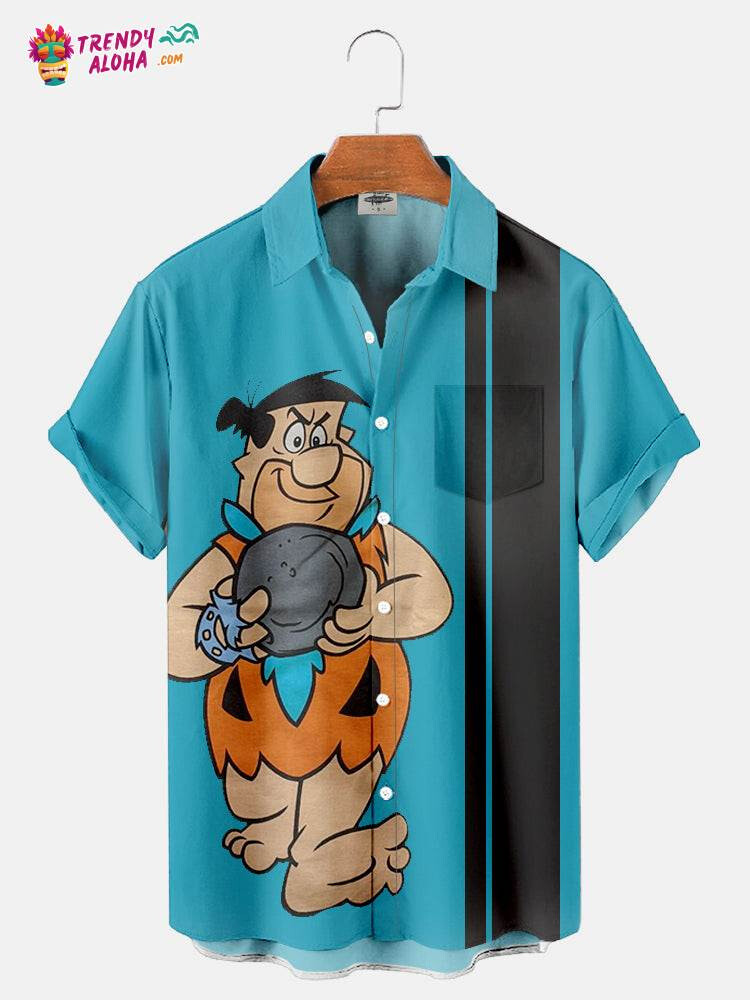 Trendy Aloha Mens Flintstones Fred And Barney Bowling Shirt