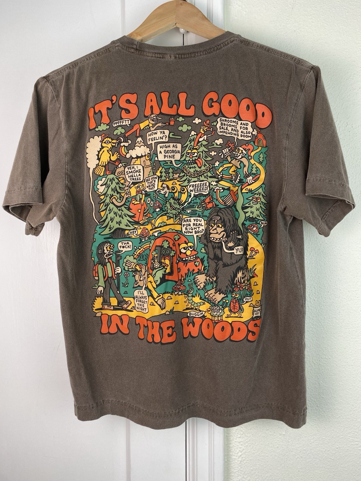 Killer Acid Cali M Brown Colorful “It’s All Good in the Woods” Graphic T-Shirt