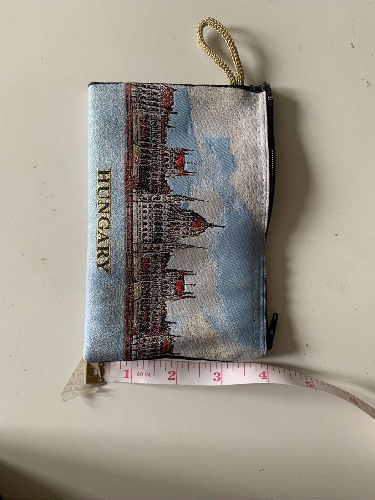 Vintage Unbranded Hungary Budapest Coin Purse Souvenir Gold Stitch