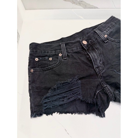 Levi’s Black Distressed Denim Shorts