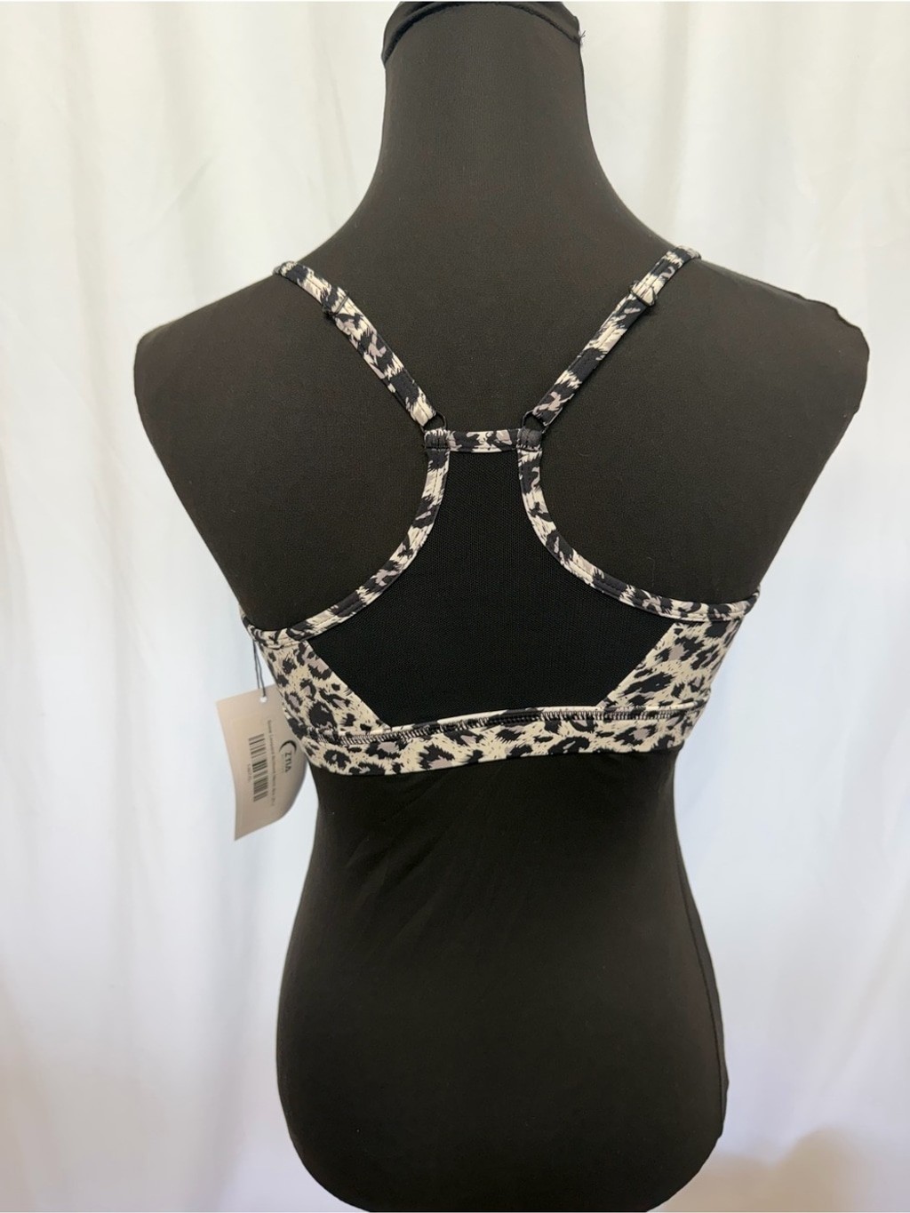 ZYIA Active XL Snow Leopard Brilliant Bra Black White Strappy Sports Bra NWT