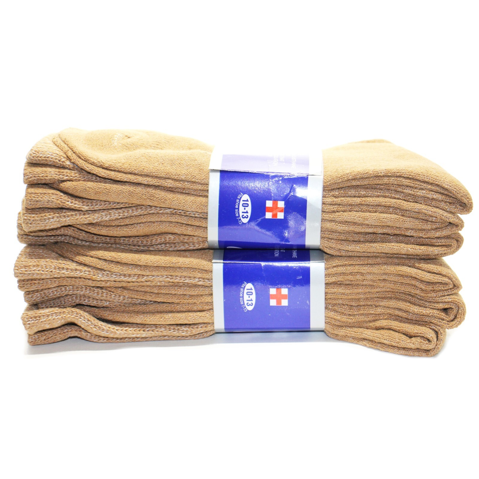 Weitzner Mens Beige Diabetic Crew Socks Loose Fit Top 6 Pair 7-12