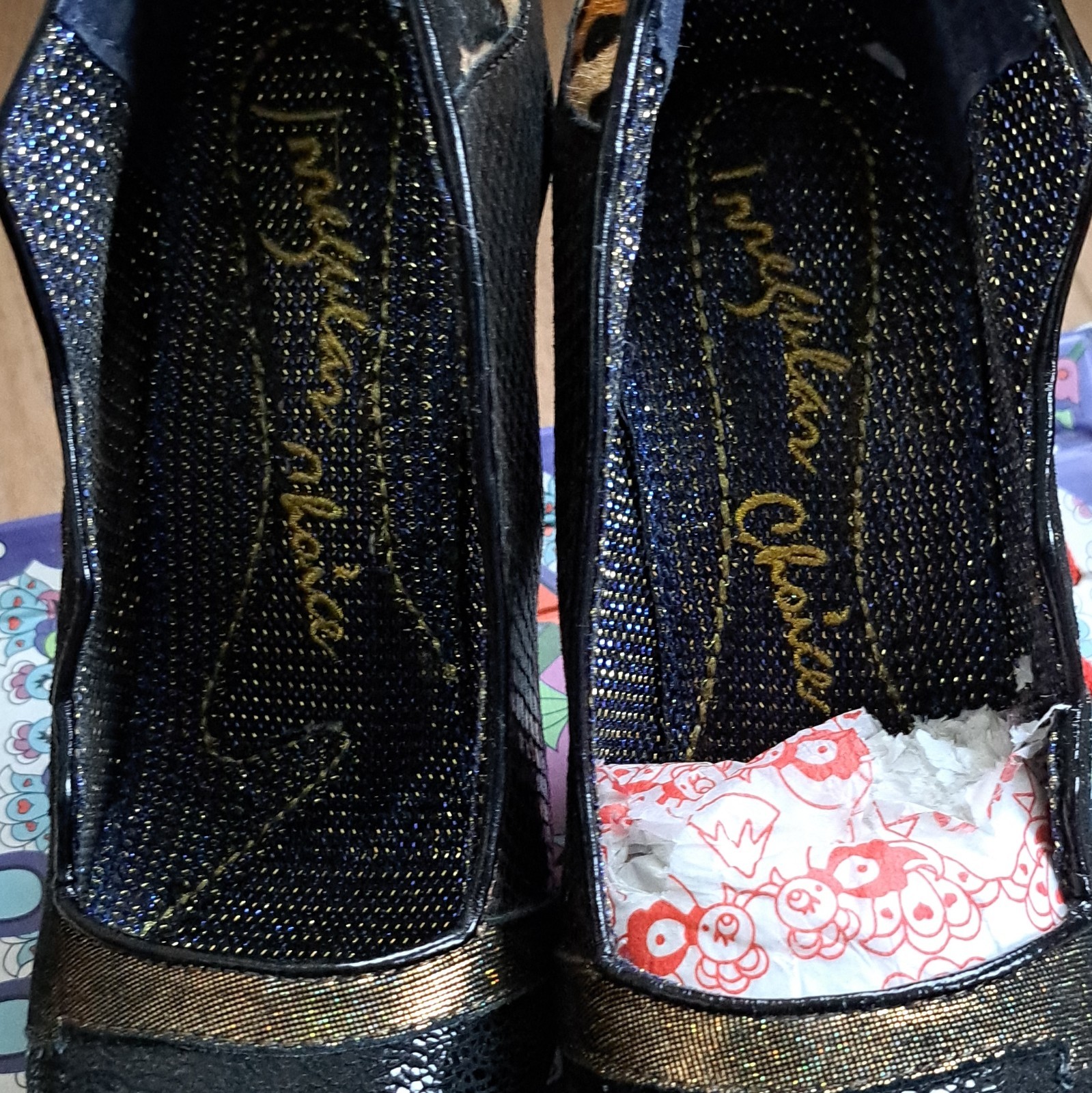 Irregular Choice Women’s Bronze Leopard Wedge Platform Heels US 8.5