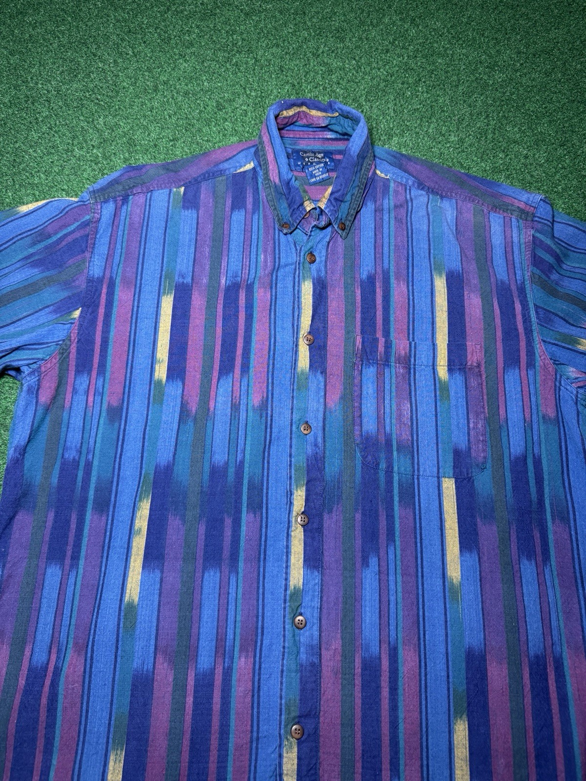 Cambridge Classic Vintage Hip Hop Button Up 90s Colorful Large Cotton Shirt