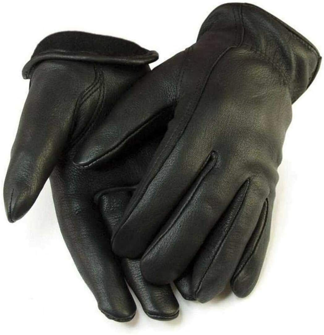 MEN`S FULL GRAIN BLACK DEERSKIN LEATHER GLOVES LINED 40 GRAM 3M THINSULATE