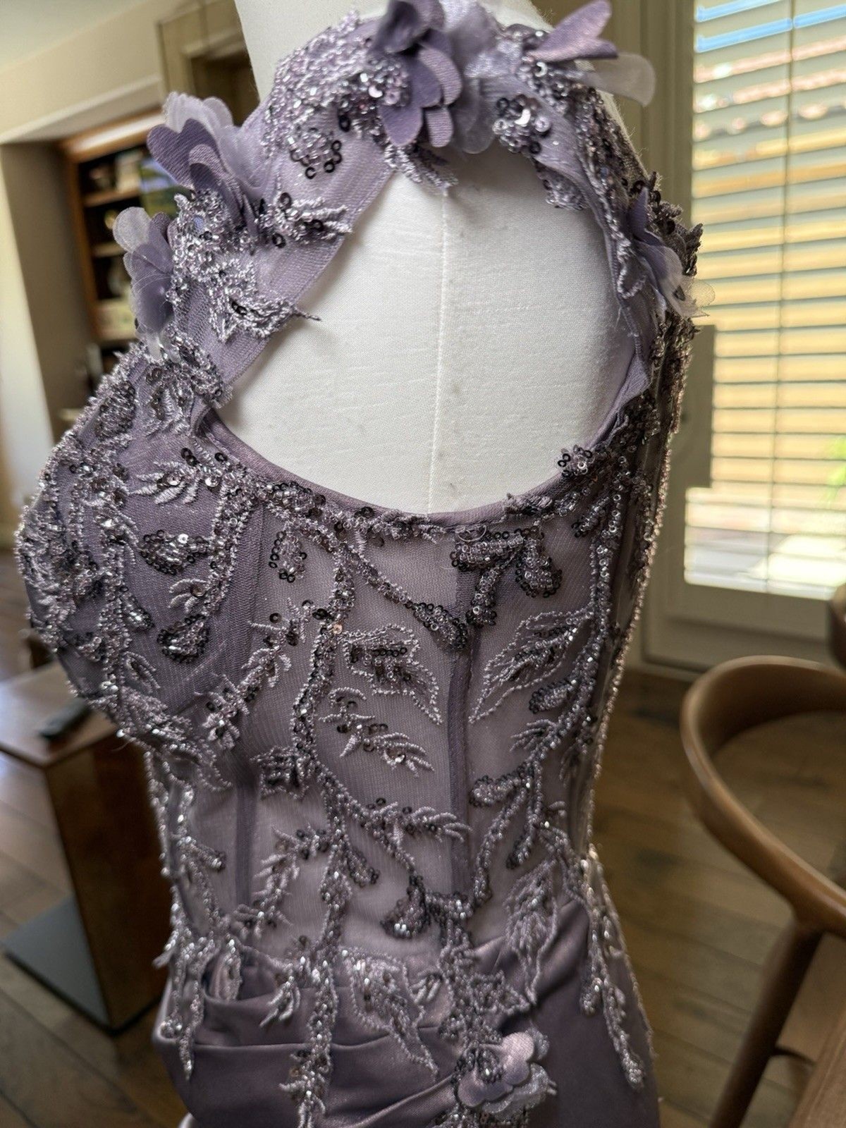 Ladivine Cinderella Divine Lavender Corset Slit Prom Gown Beaded Formal Dress M