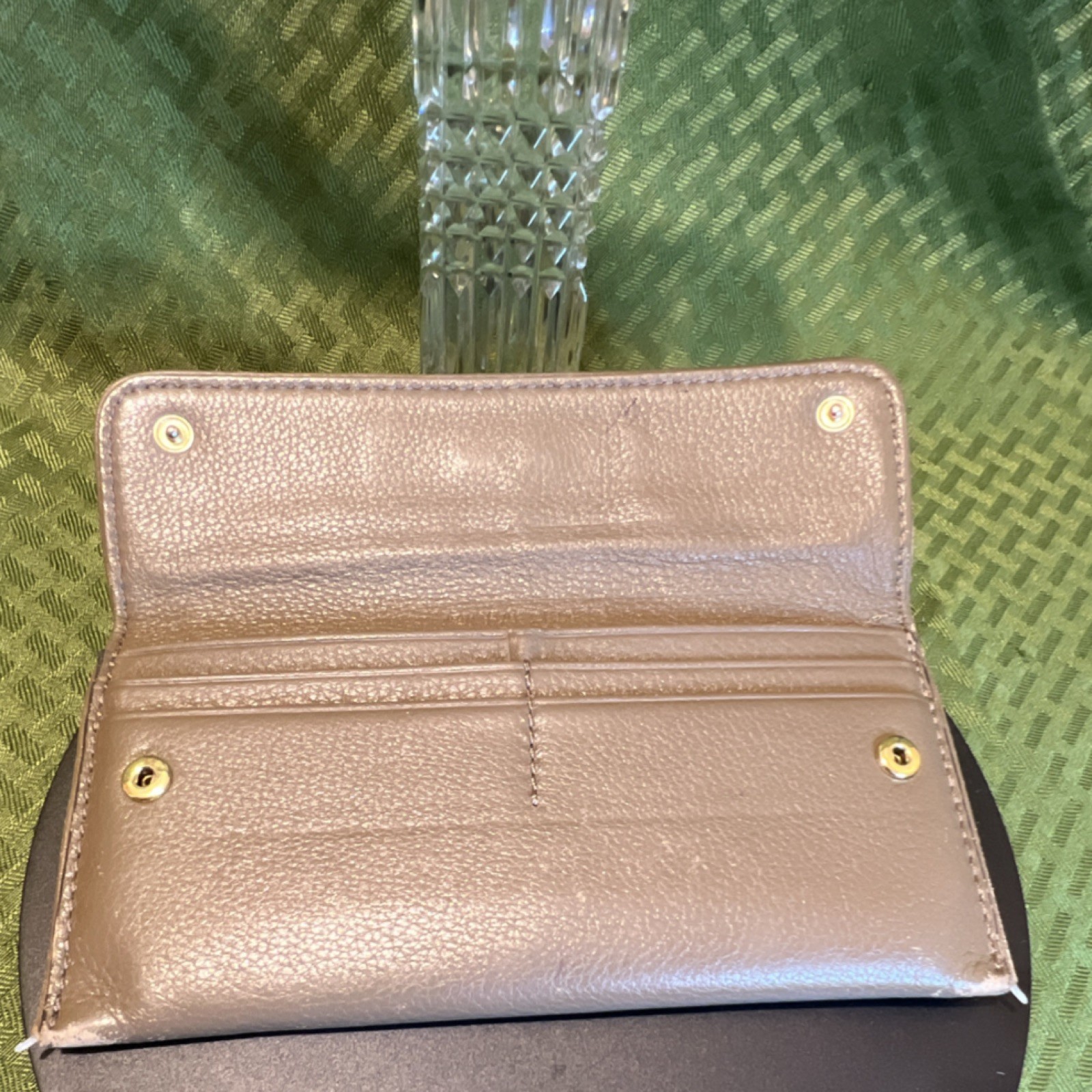 Michael Kors Taupe Logo Zipper Button Envelope Wallet Women
