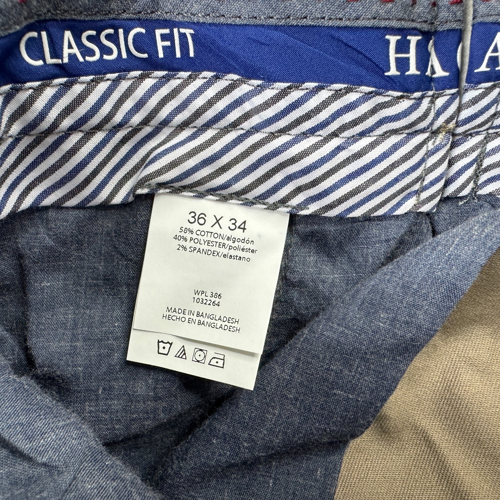 Haggar Mens 2-Way Stretch Premium Comfort Classic Fit Dress Pants Khaki 36×34