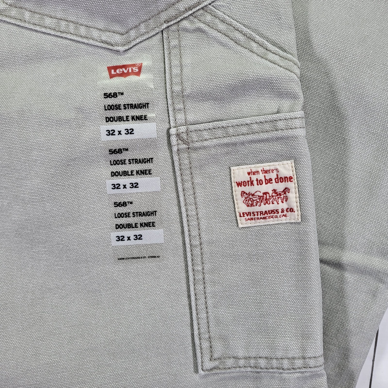 Levis 568 Double Knee Jeans 32×32 Carpenter Utility Loose Straight Men’s Gray