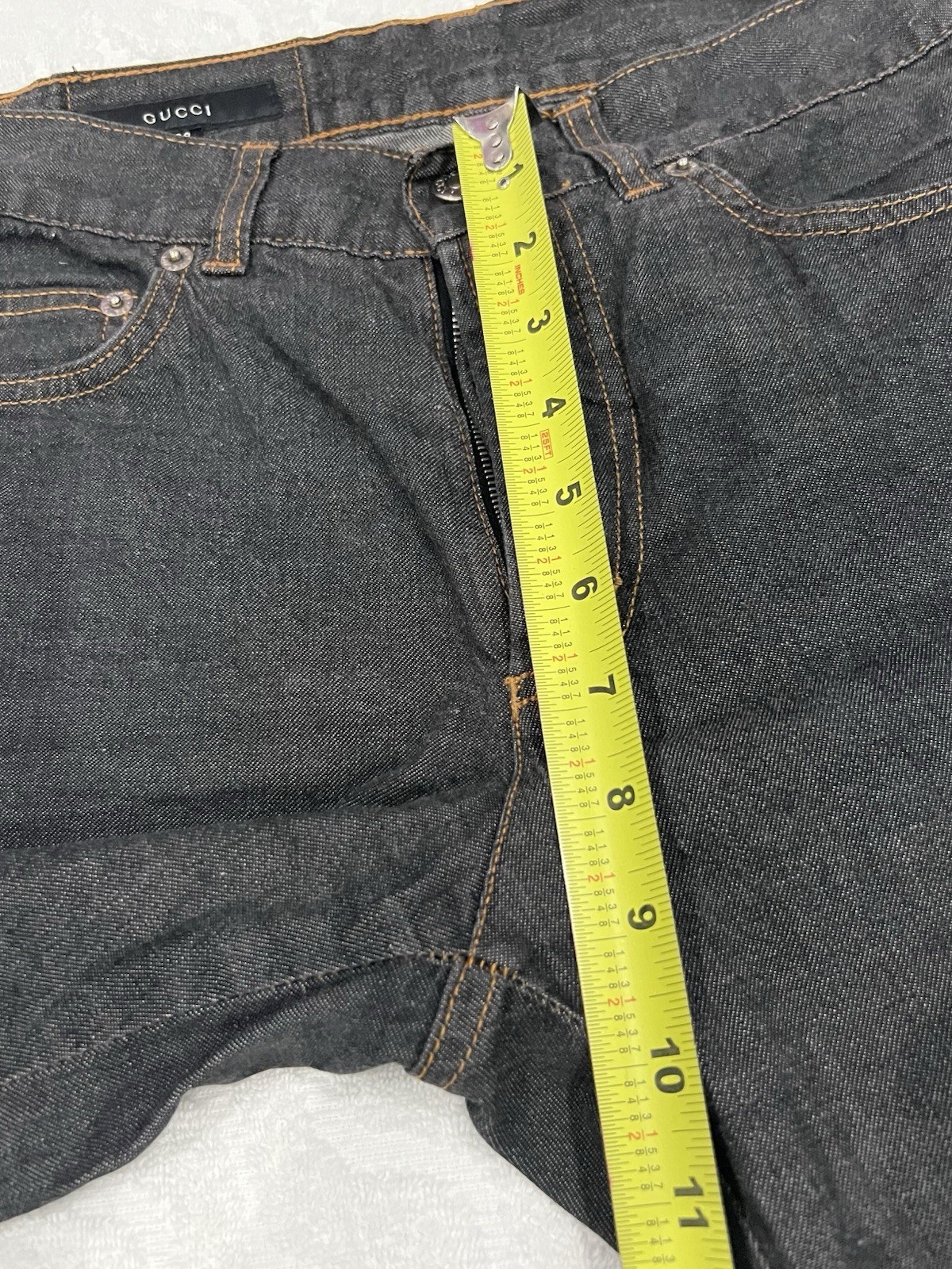 Vintage Women Gucci by Tom Ford Size 38 Wide Leg Boot Cut Flared Jeans Dark Gray