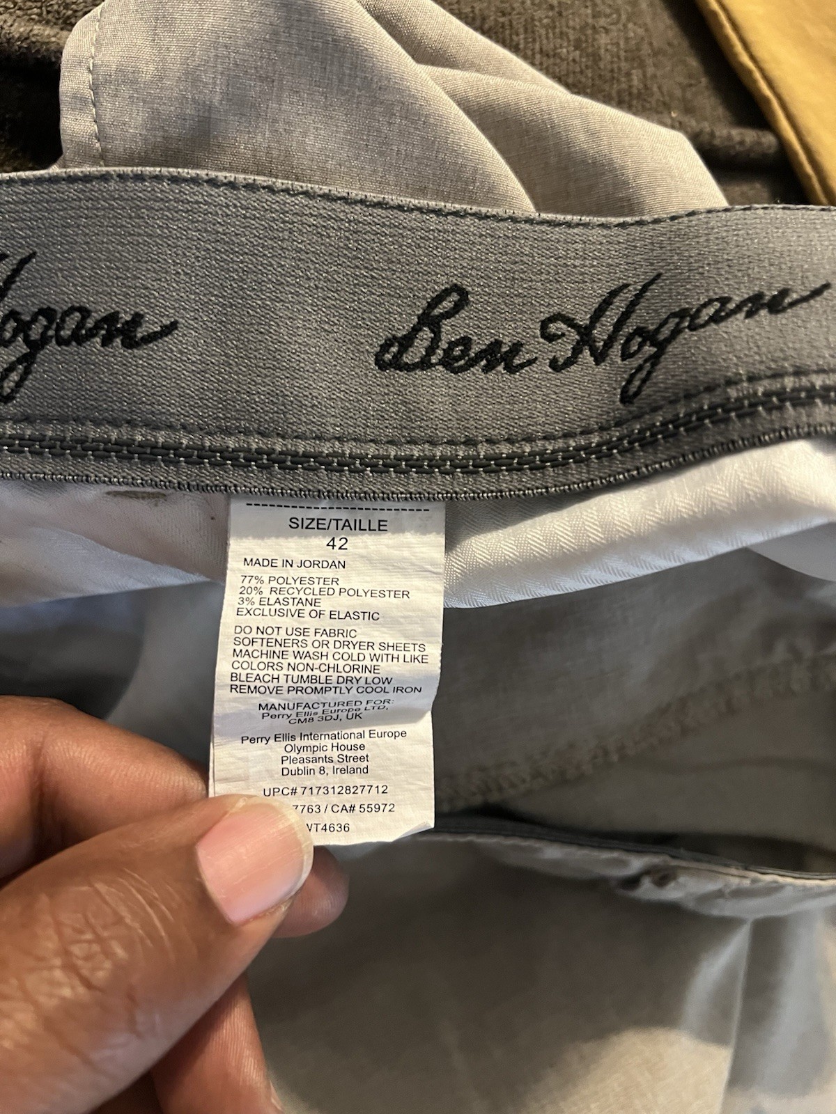 Ben Hogan Men’s Beige Polyester Elastane Chino Shorts Flat Front