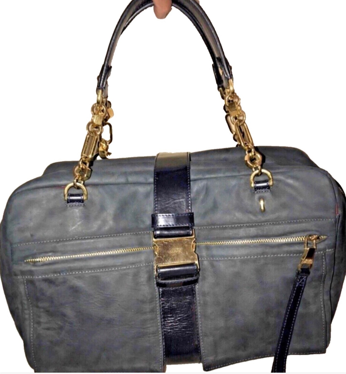 Loewe Leather Laura 33 handbag Black Pony-style calfskin Chain top Handle Bag