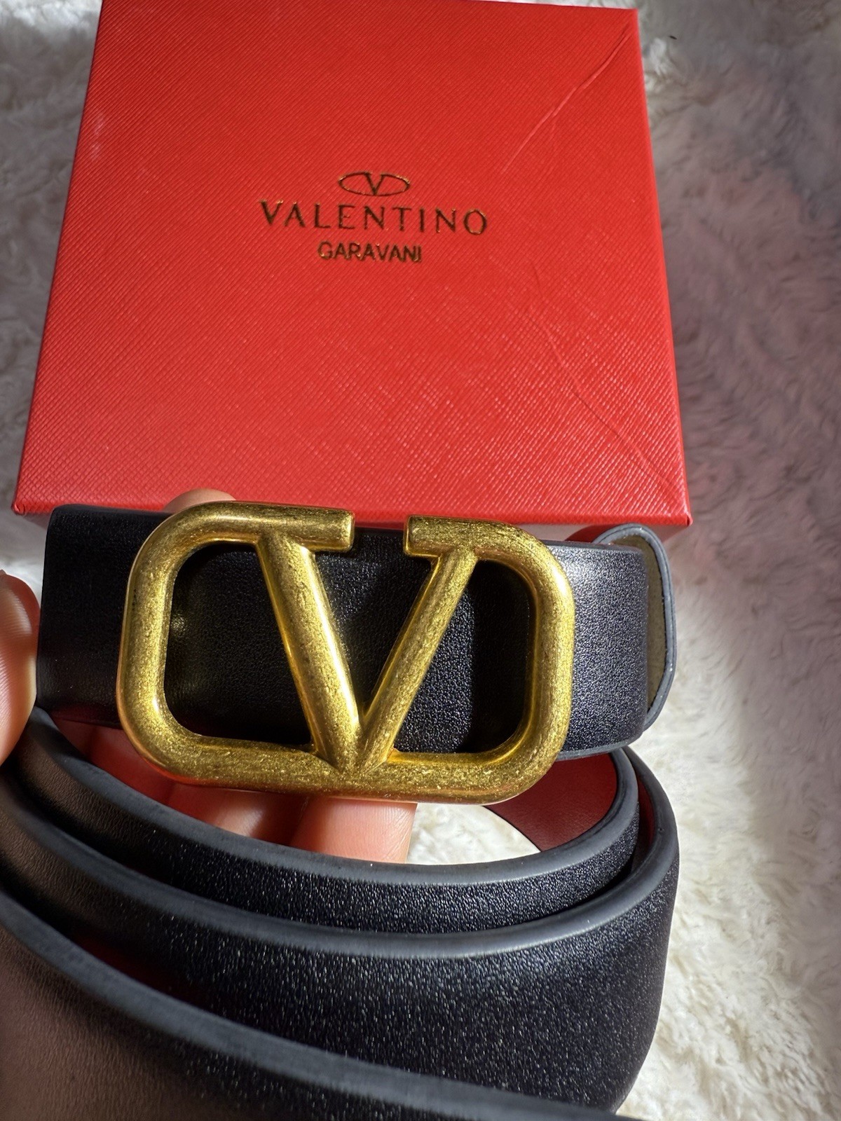 Valentino Garavani VLogo Signature calfskin reversible belt with buckle