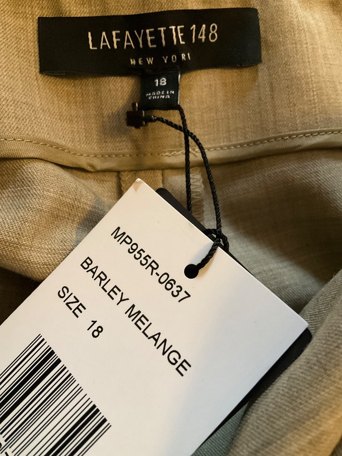 NEW $428 Lafayette 148 Barley Melange Italian Stretch Wool Pant – 18