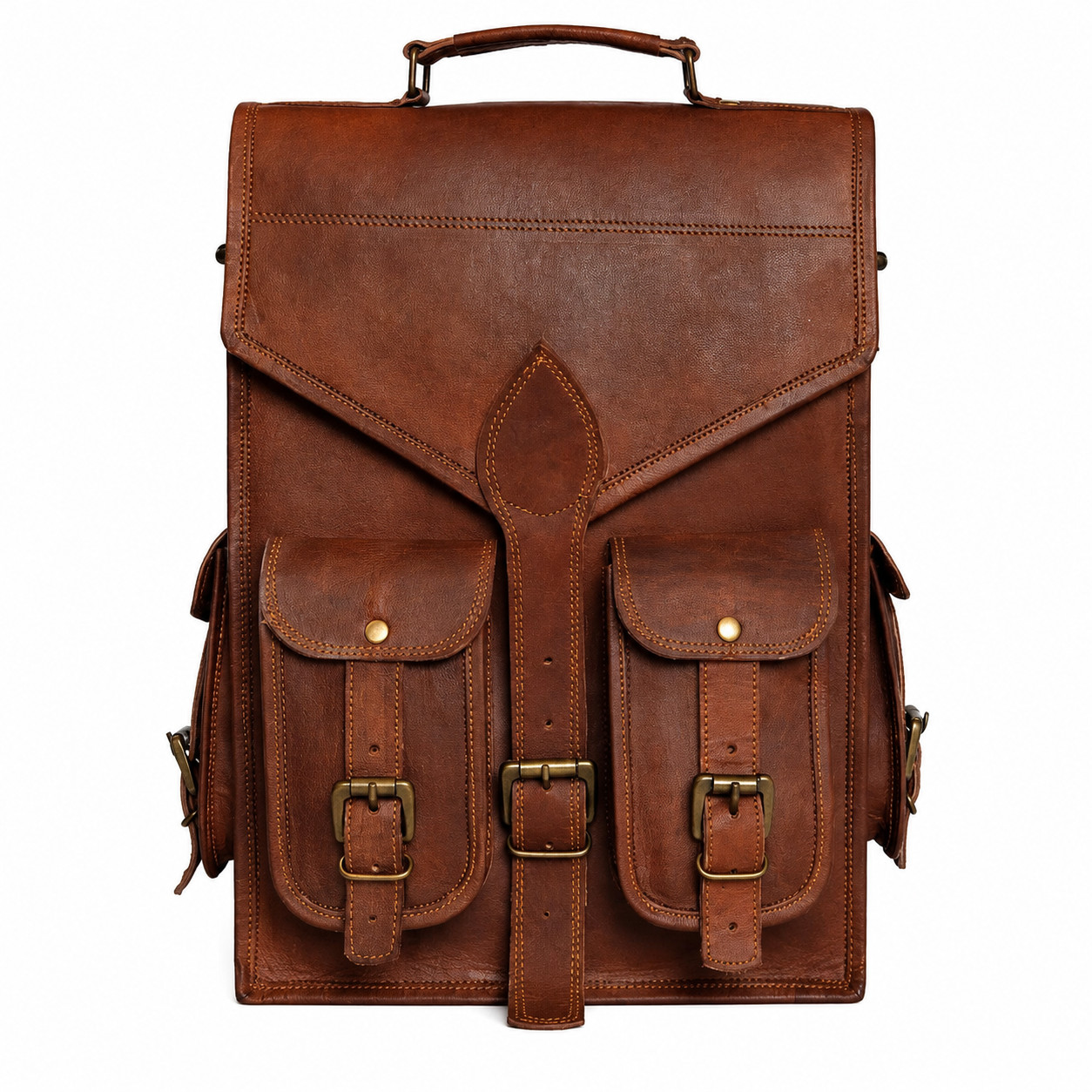 Vintage Brown Leather Backpack Large Travel Work College Rucksack Satchel Bag