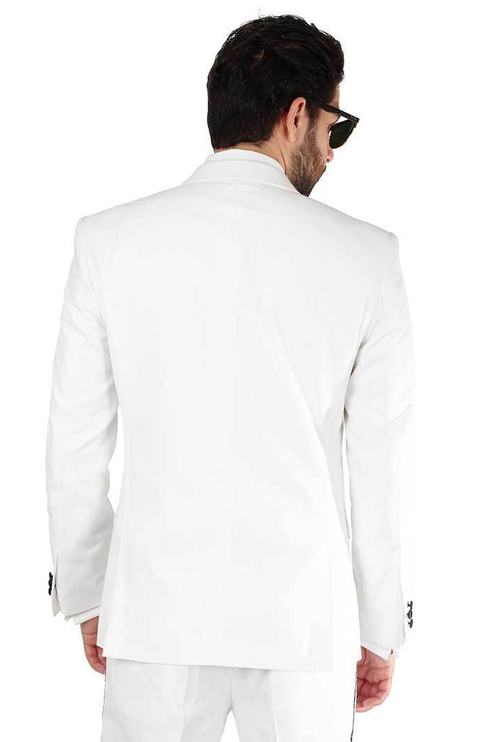 Slim Fit 2 Button White With Black Notch Lapel Collar Tuxedo Dinner Jacket AZAR