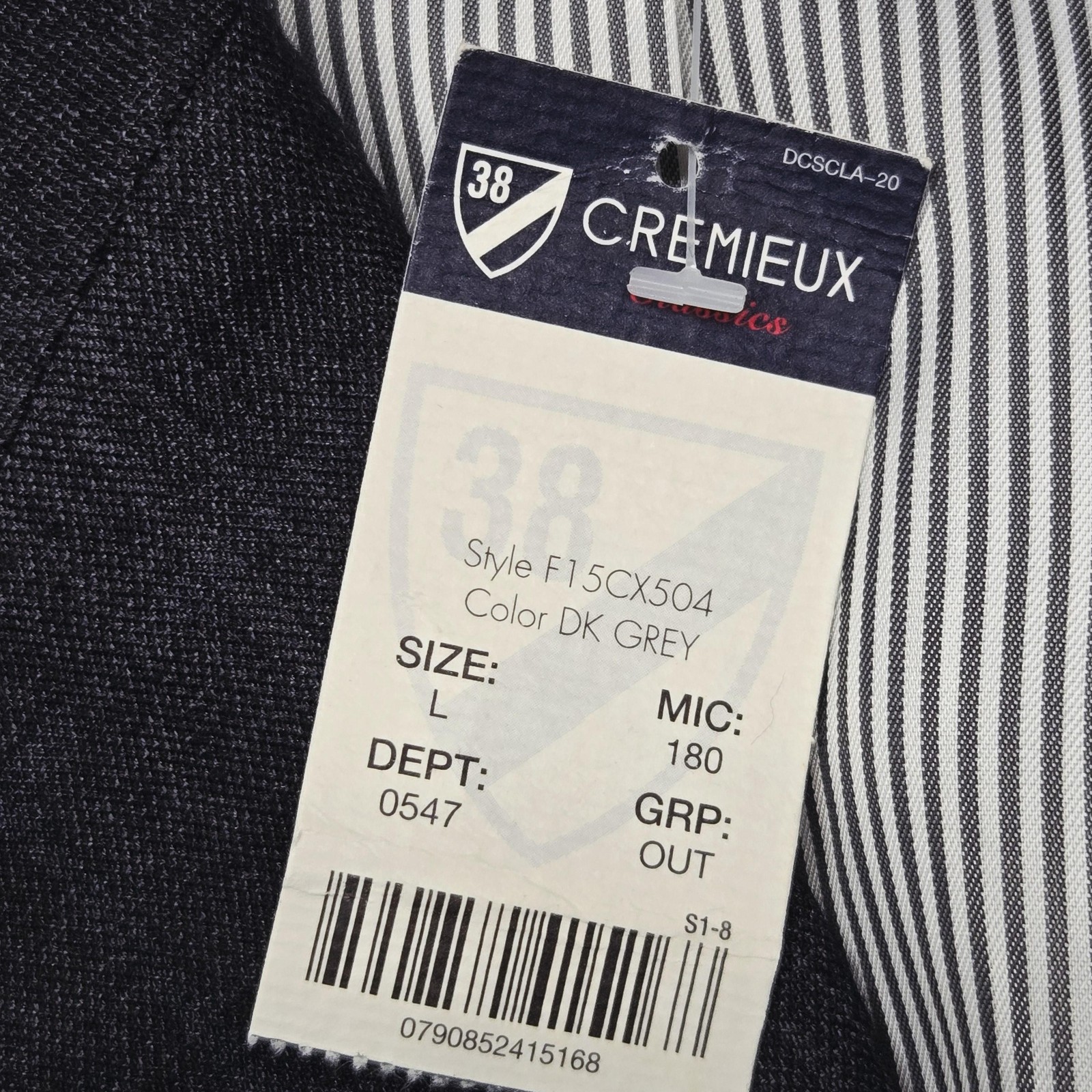 Cremieux Blazer Mens Large Dark Grey Check Plaid Off-Duty Jacket Wool Blend