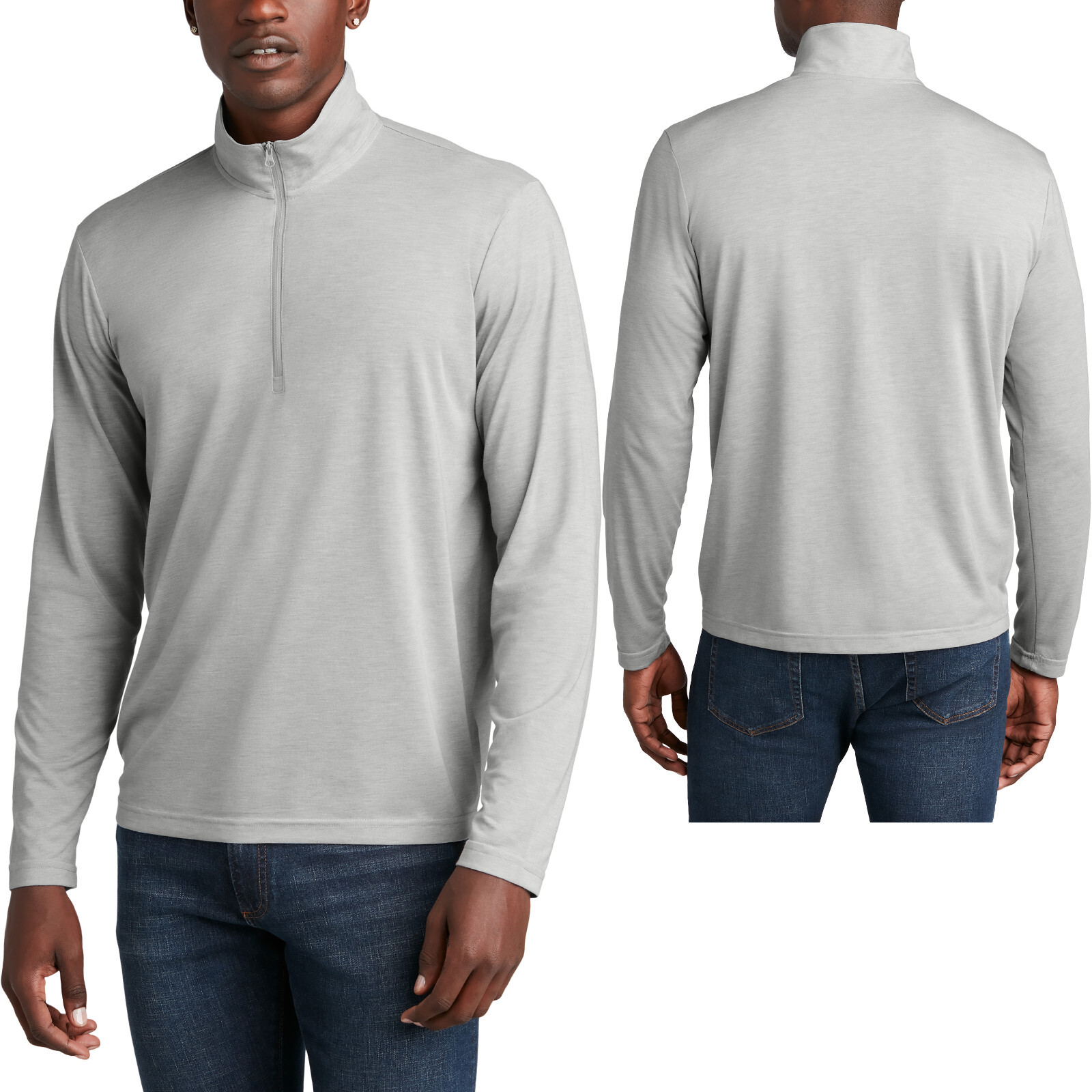 Mens Long Sleeve Tri Blend Lightweight Pullover Moisture Wicking XS-4XL NEW!