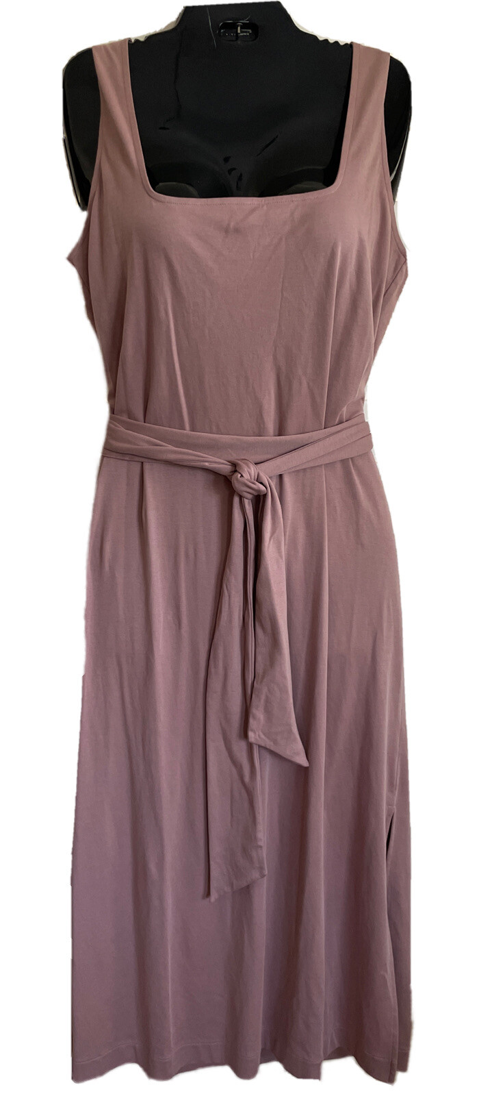 Vince Sleeveless Mauve Orchid Maxi Dress PIMA Cotton w/Tie Waist Sz L NWT, $225