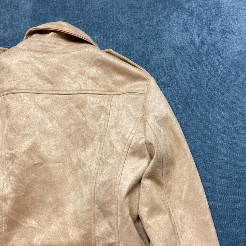 BB Dakota Steve Madden Motorcycle Jacket Womens Small Tan Stretch Faux Suede