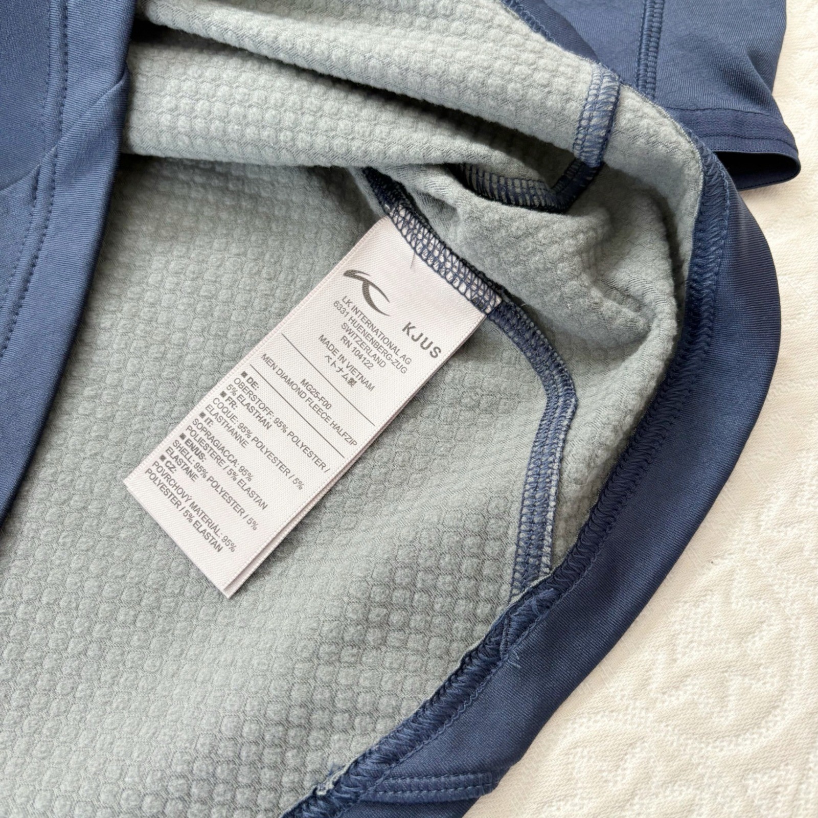 Kjus Men’s Diamond Fleece Half Zip Midlayer Pullover, Navy