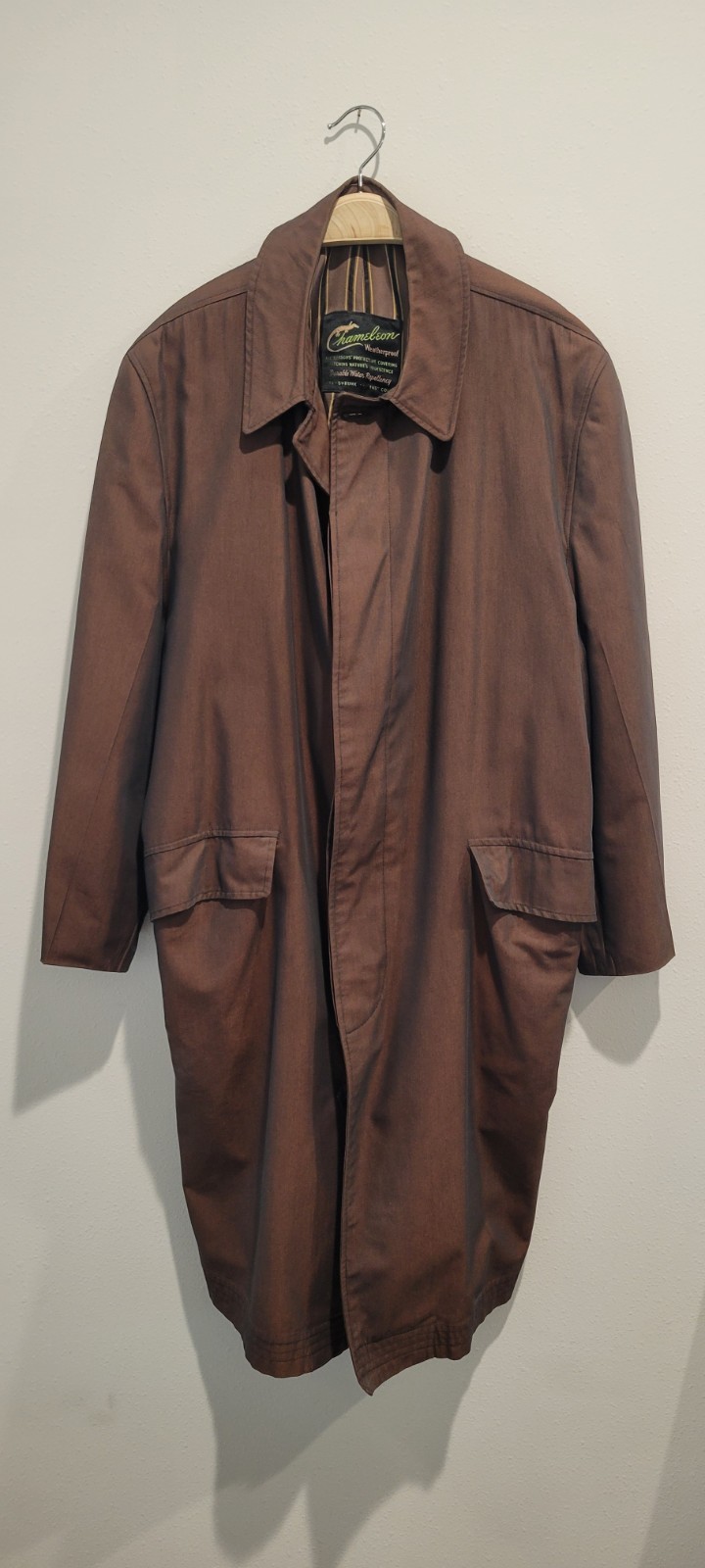 Chameleon Weatherproof Trench Coat Mens Brown Chartreuse Iridescent GOOD VTG