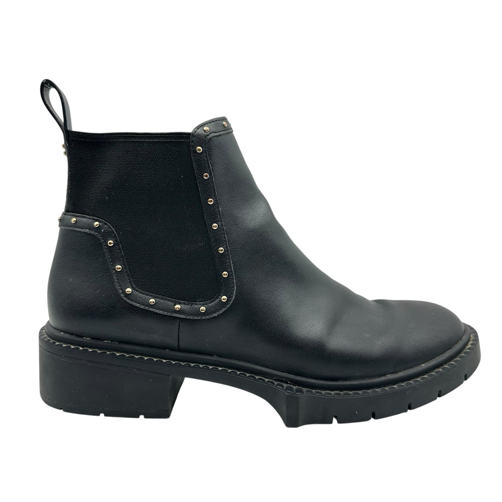 Women’s Size 7.5 B Coach C5773 Black Leather Chelsea Boots Studded Ankle Booties