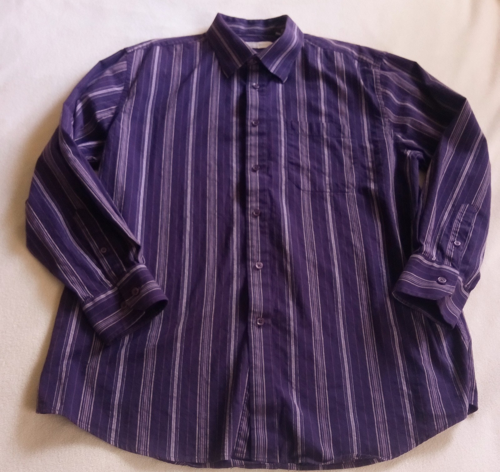 Giorgio Bianco Shirt 17.5 Mens Premium Line Purple Striped Button Down Preowned