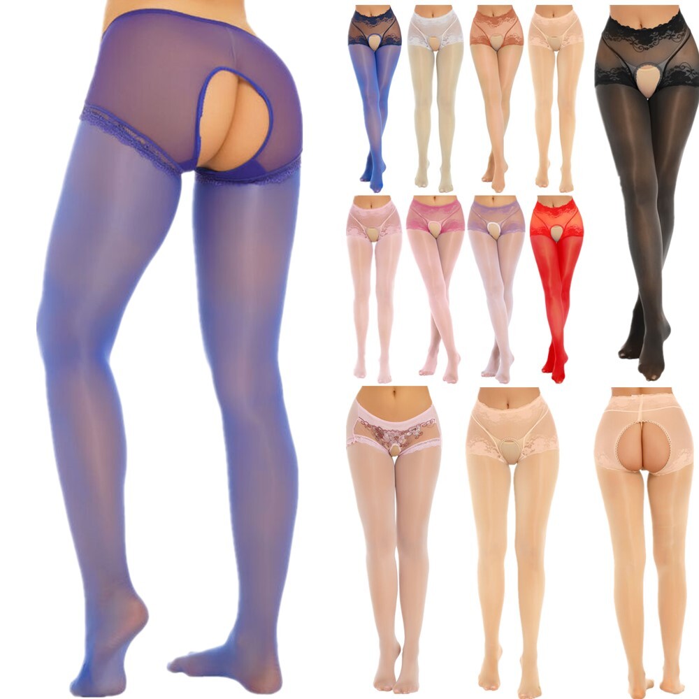 US Sexys Womens Glossy Pantyhose Open Crotch Tights Footed Thigh High Stockings
