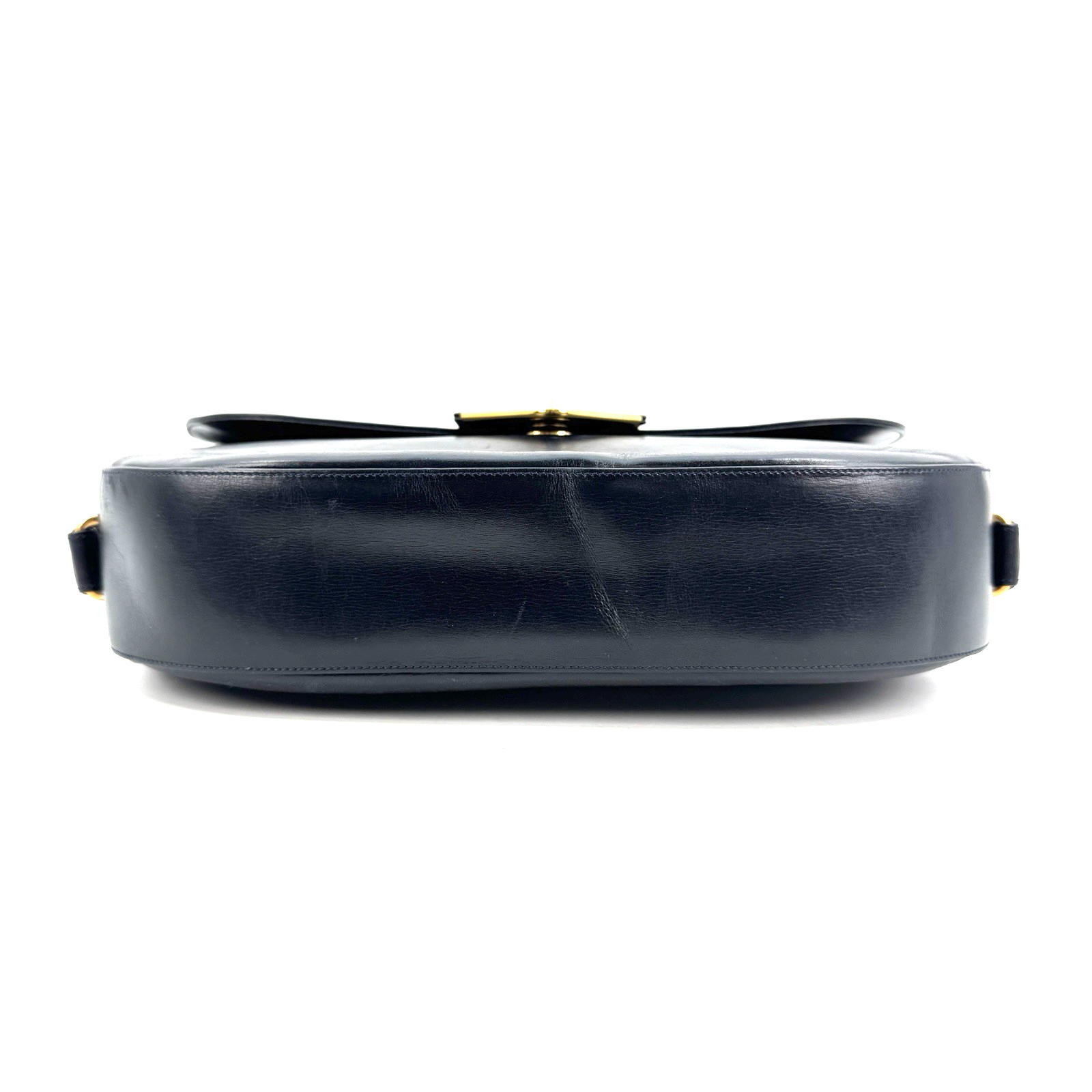 Cartier Sapphire Shoulder Bag Leather Black Gold Authentic