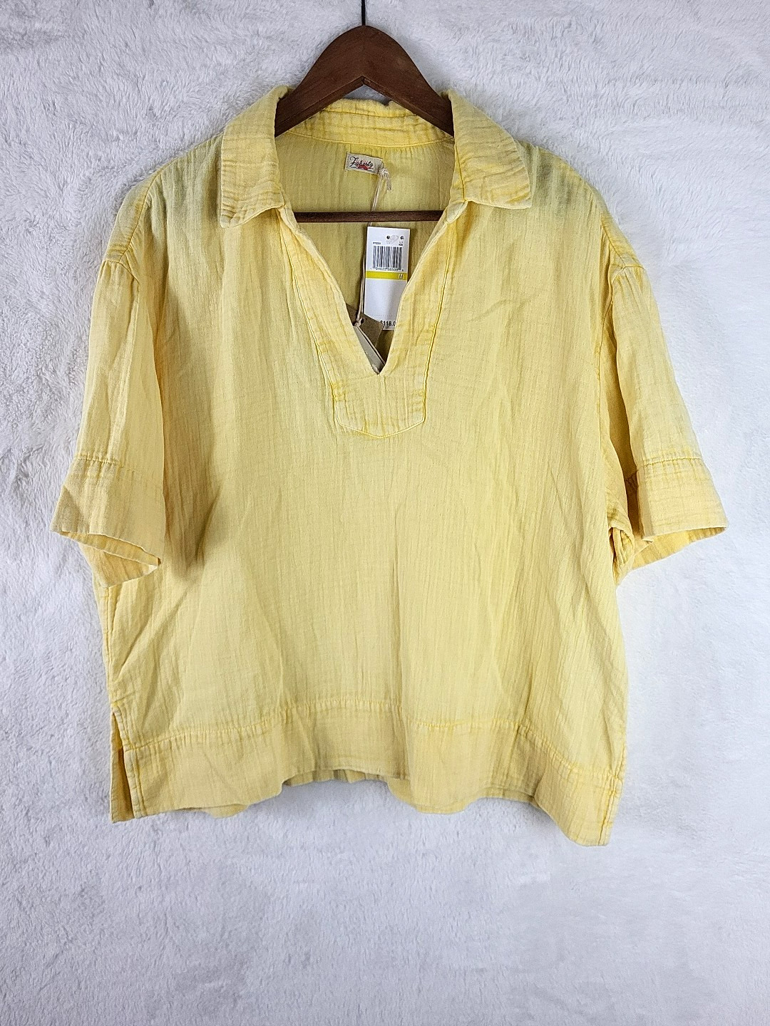 Faherty Dream Cotton Gauze Wren Top Sahara Sun Yellow Size Medium