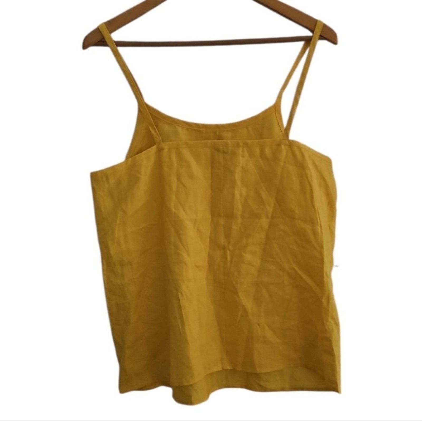 Mijoli 100% Ramie Yellow Cami Tank Sz M Minimalist Summer Quiet Natural Fiber