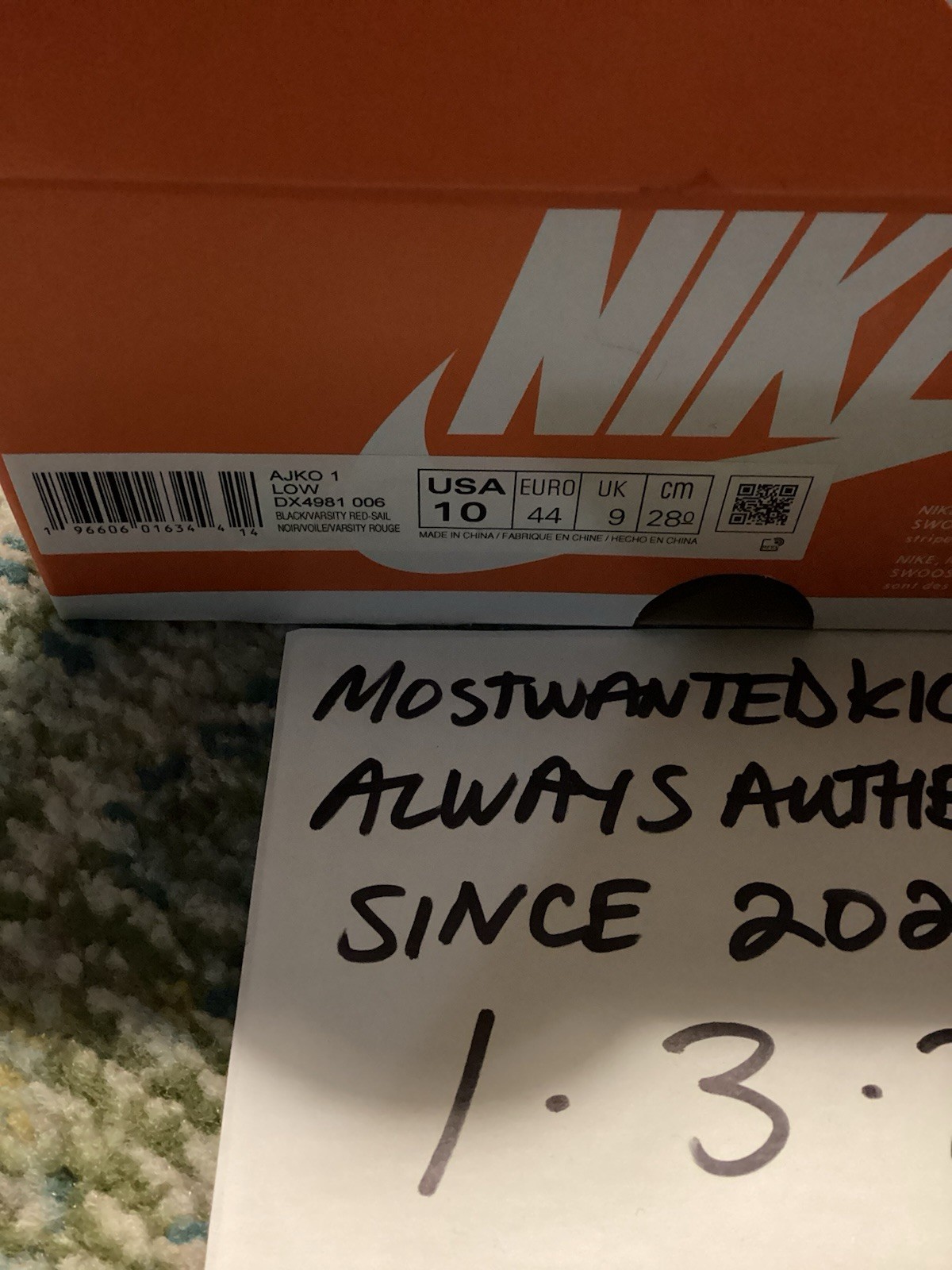 DS 2023 Nike Air Jordan Retro 1 Low AJKO Bred Men’s Sz 10
