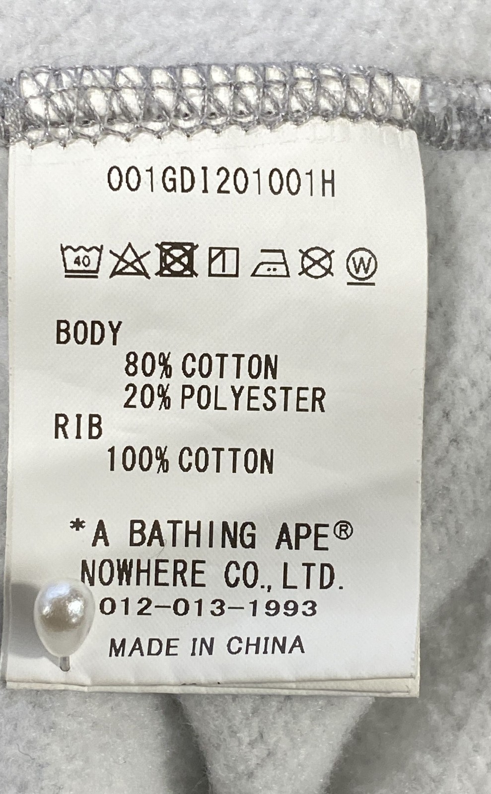A Bathing Ape College Logo Pullover Hoodie Gray Bape Ape Head Size M