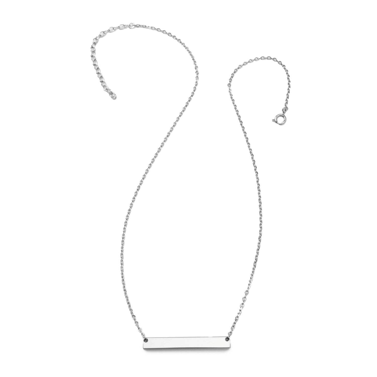 Stainless Steel Engravable Bar Pendant Women’s Necklace
