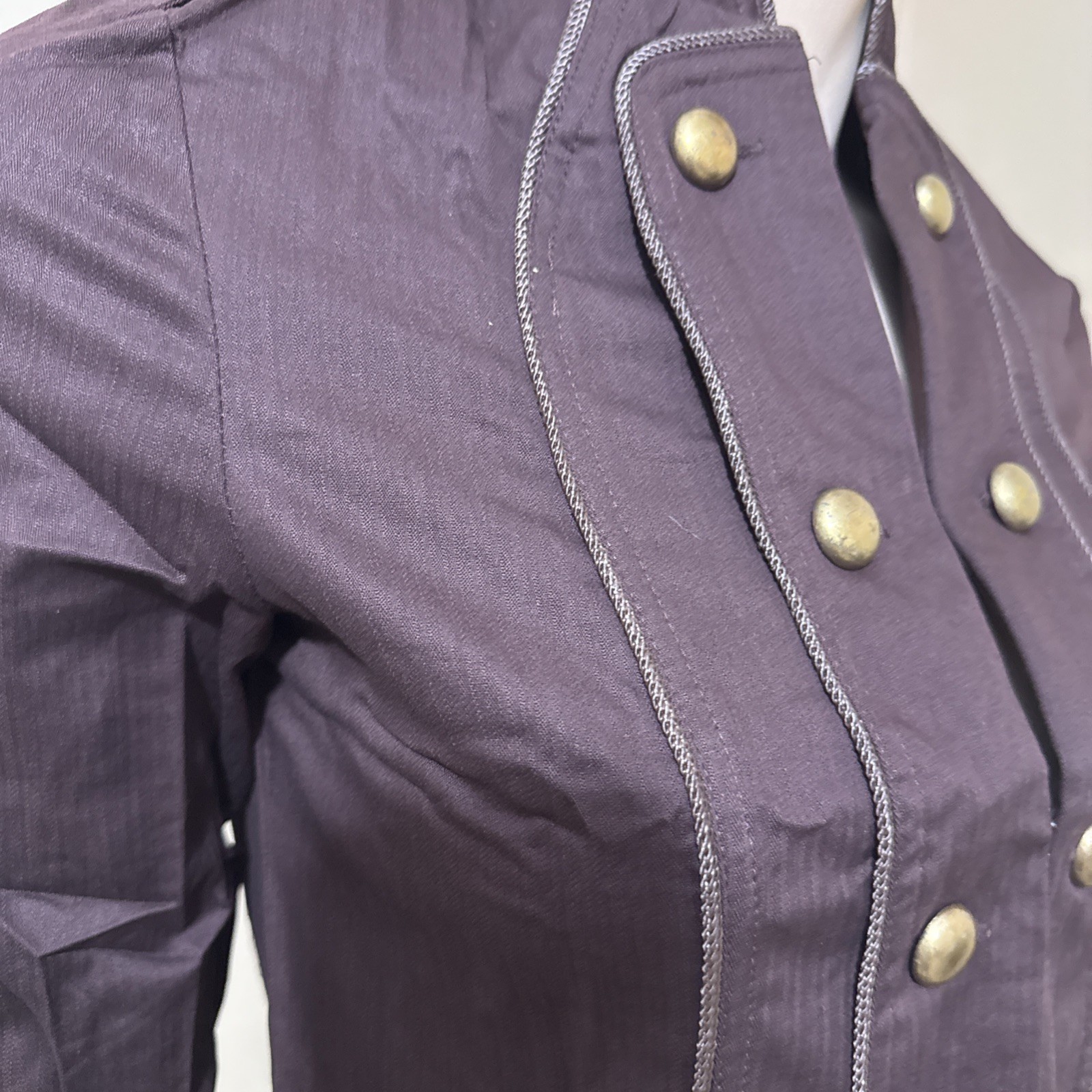 Women’s Brown Cotton Casual Stretch Slim Unlined Metal Button Hook Size S Jacket