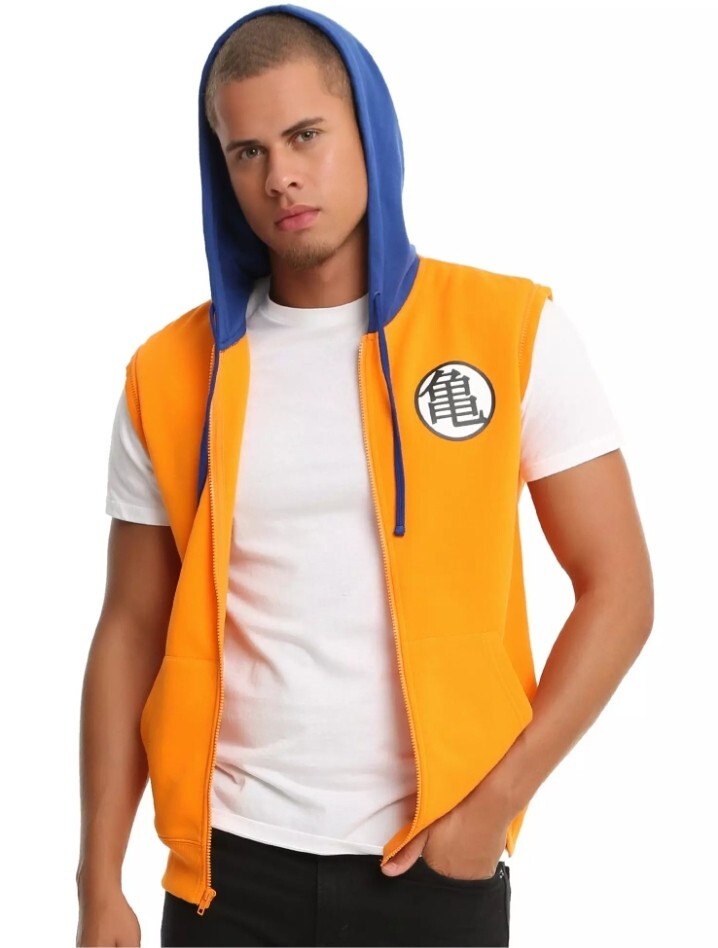 Dragon Ball Z Kame Symbol Contrast Zip-Off Hoodie Size Medium Color Orange/blue