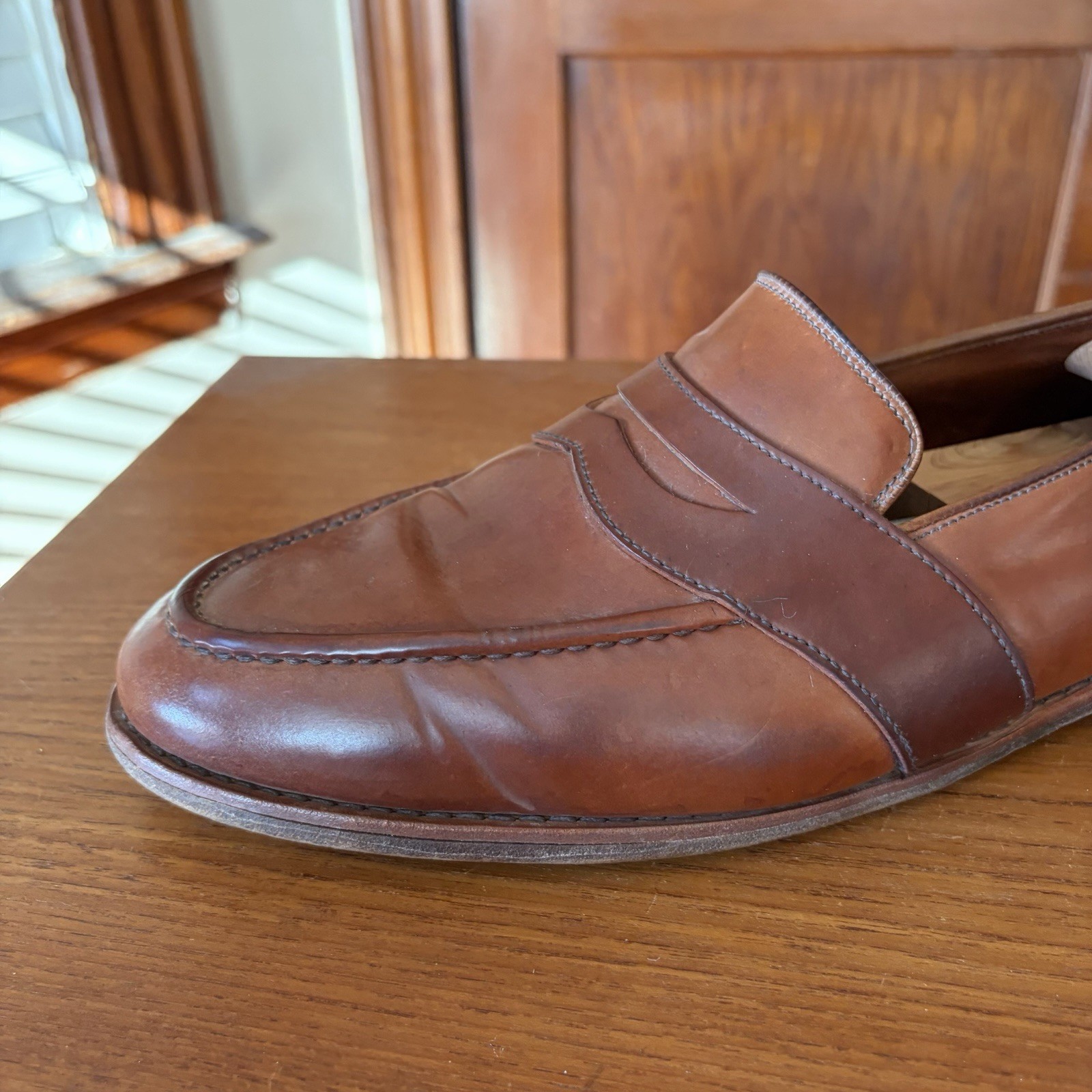 ALLEN EDMONDS 13EEE NATURAL SHELL CORDOVAN RANDOLPH LOAFERS SHOES 13 3E