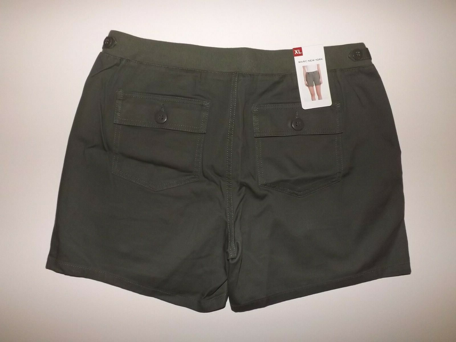 MARC NEW YORK Olive Green Casual Elastic Waist Shorts Sz Large L NWT Womens