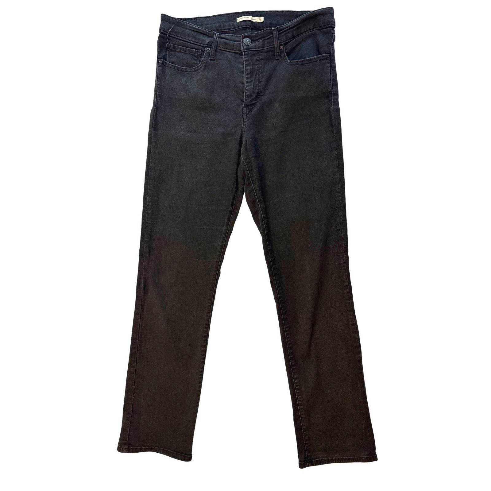 Levis 314 Shaping Straight Jeans Black Womens 31×30 Mid Rise Stretch Denim
