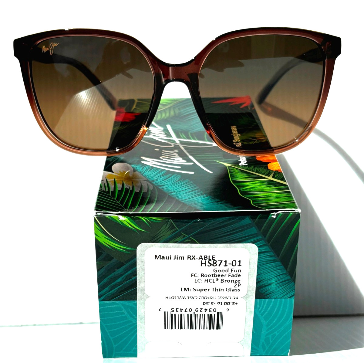 NEW Maui Jim GOOD FUN Rootbeer Fade POLARIZED HCL Bronze GLASS Sunglass HS871-01