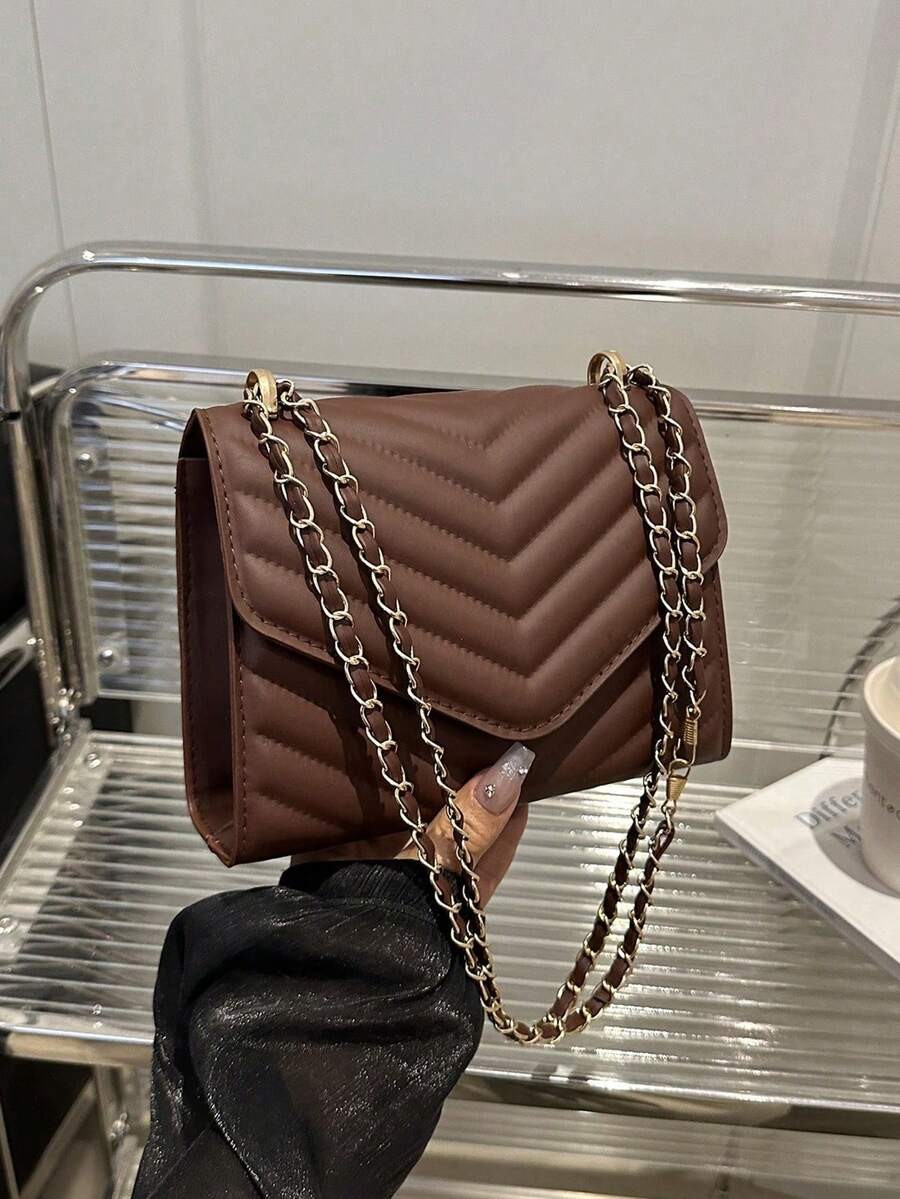Mini Chevron Flap Square Bag Women Chain Crossbody Adjustable Shoulder Purse