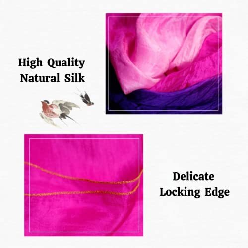 Belly Dance Faux Silk Veil Fans, 1 Pair (Left+Right) Faux Silk Bamboo Long Fans