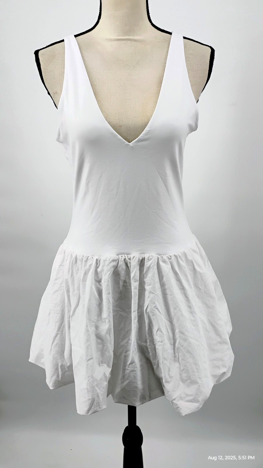NEW Aritzia Babaton Optimist Contour Cotton Poplin Fit Flare Micro Dress White L