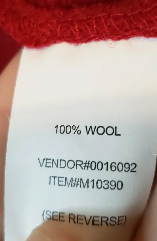 Monterey Bay Women L Sweater Clasp Front Red Ruffle 100% Boiled Wool Long Sleeve