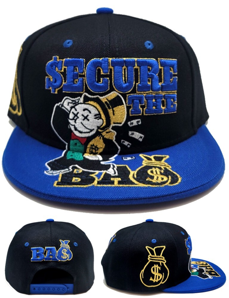 Secure the Money Penny Bag New Uncle Leader Rich Monopoly Era Snapback Hat Cap