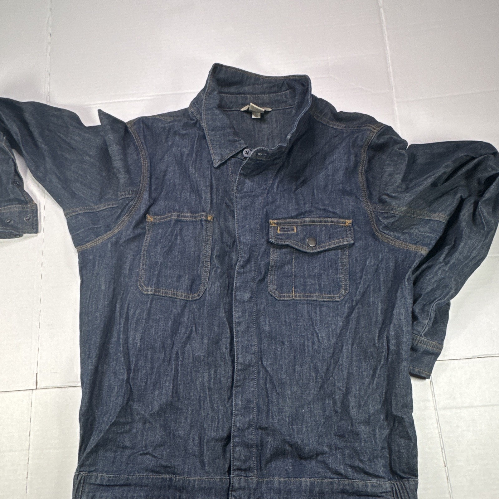 Duluth Trading Co. Blue Denim Coveralls Jumpsuit Long Sleeve L