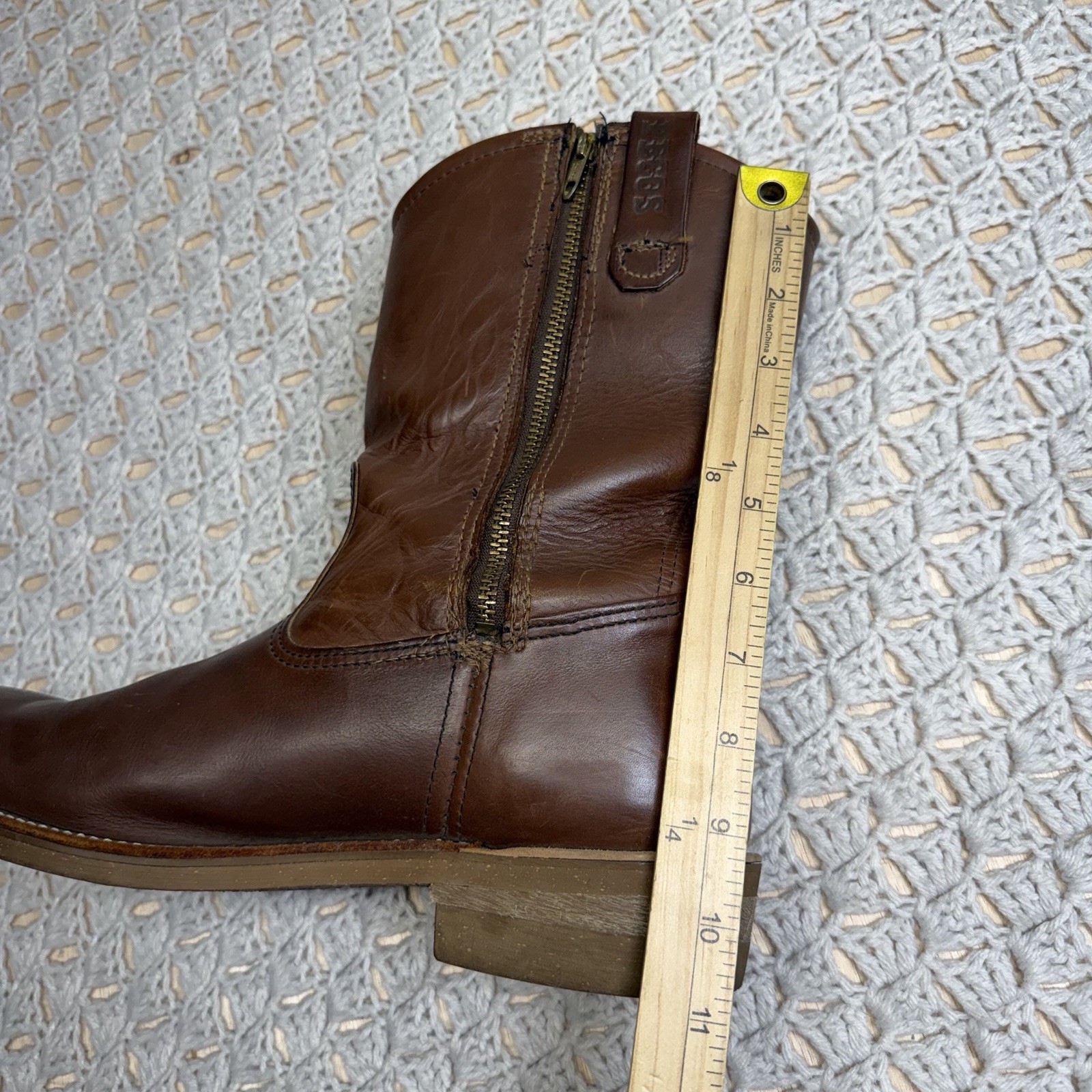 Red Wing Pecos Leather Boots Men’s 12 D Brown Cowboy Nailseat 1155 USA Made Zip